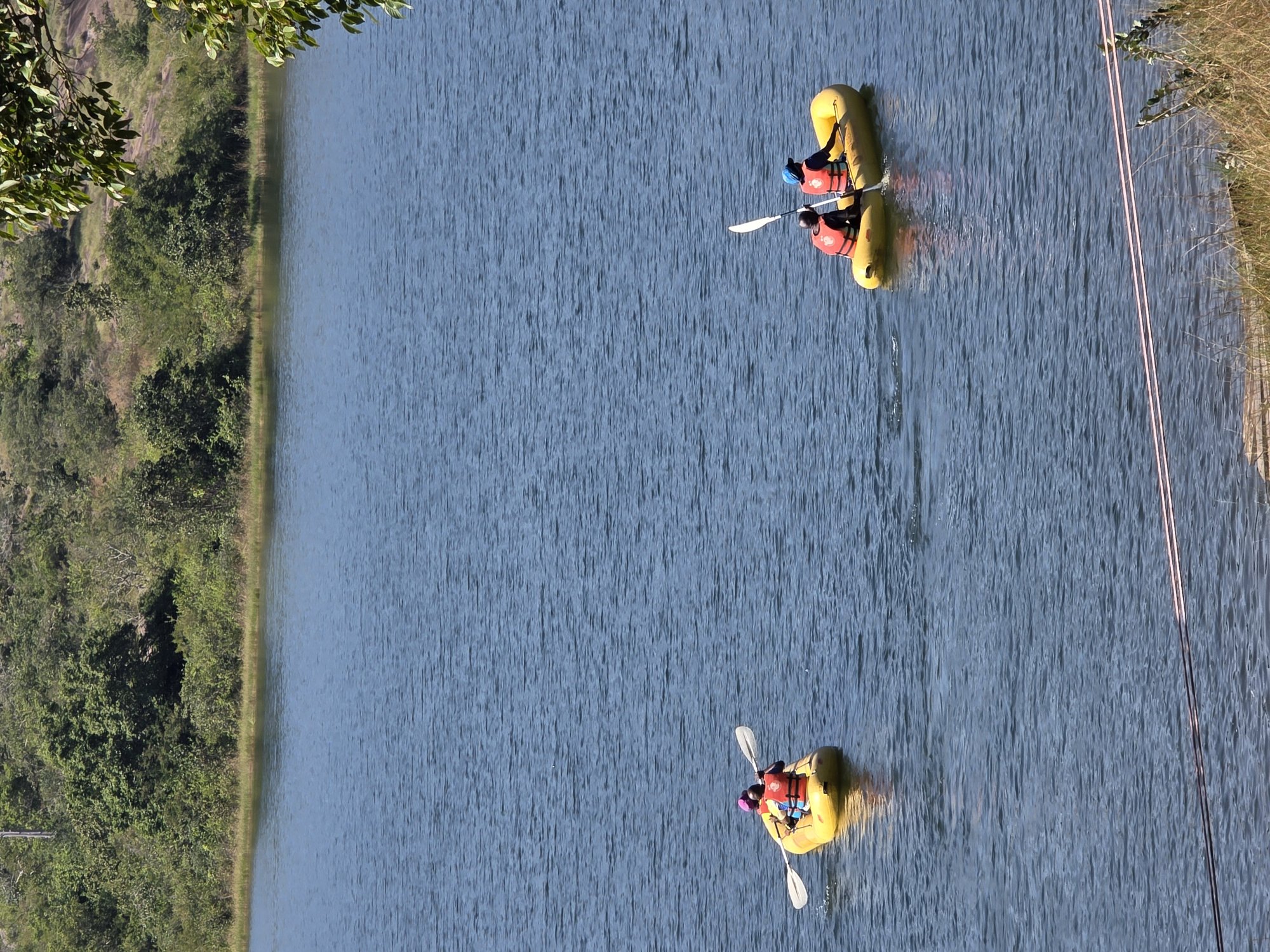 Yellow kayaks ready for canoeing